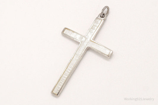 Vintage Large White Enamel Siam Sterling Silver Pendant