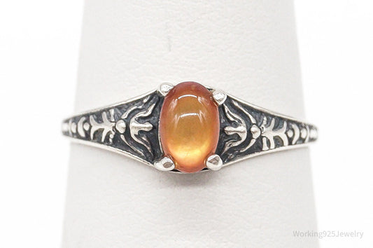 Antique Designer WMCO Orange Paua Shell Sterling Silver Ring - Size 6