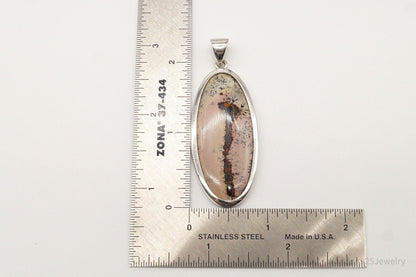 Vintage Long Dendrite Jasper Sterling Silver Pendant