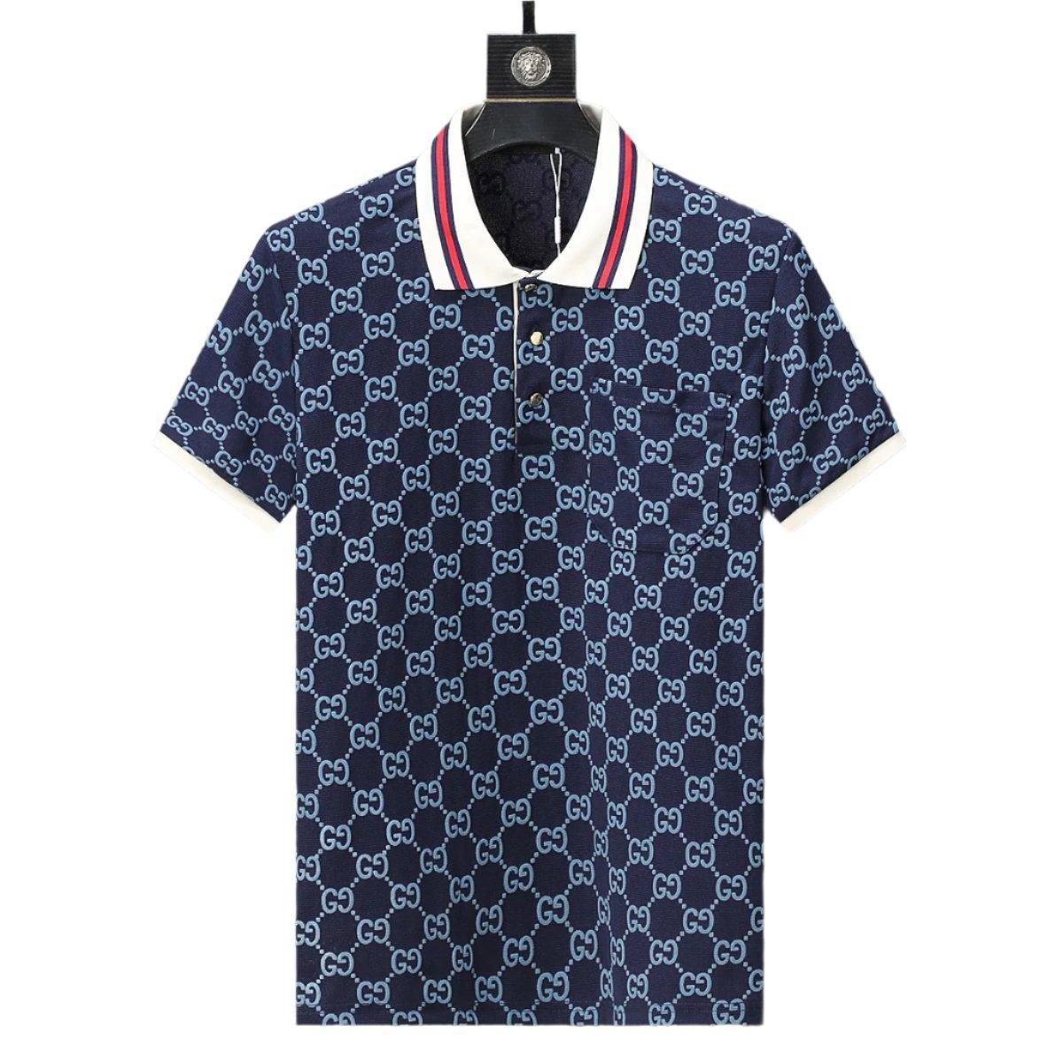 Gucci Luxury Blue T-shirt with Collar – Men's Premium Cotton