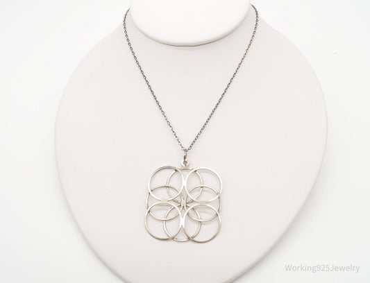 Vintage Modernist Linked Circles Sterling Silver Pendant - 835S Silver Chain — photo 1 of 9