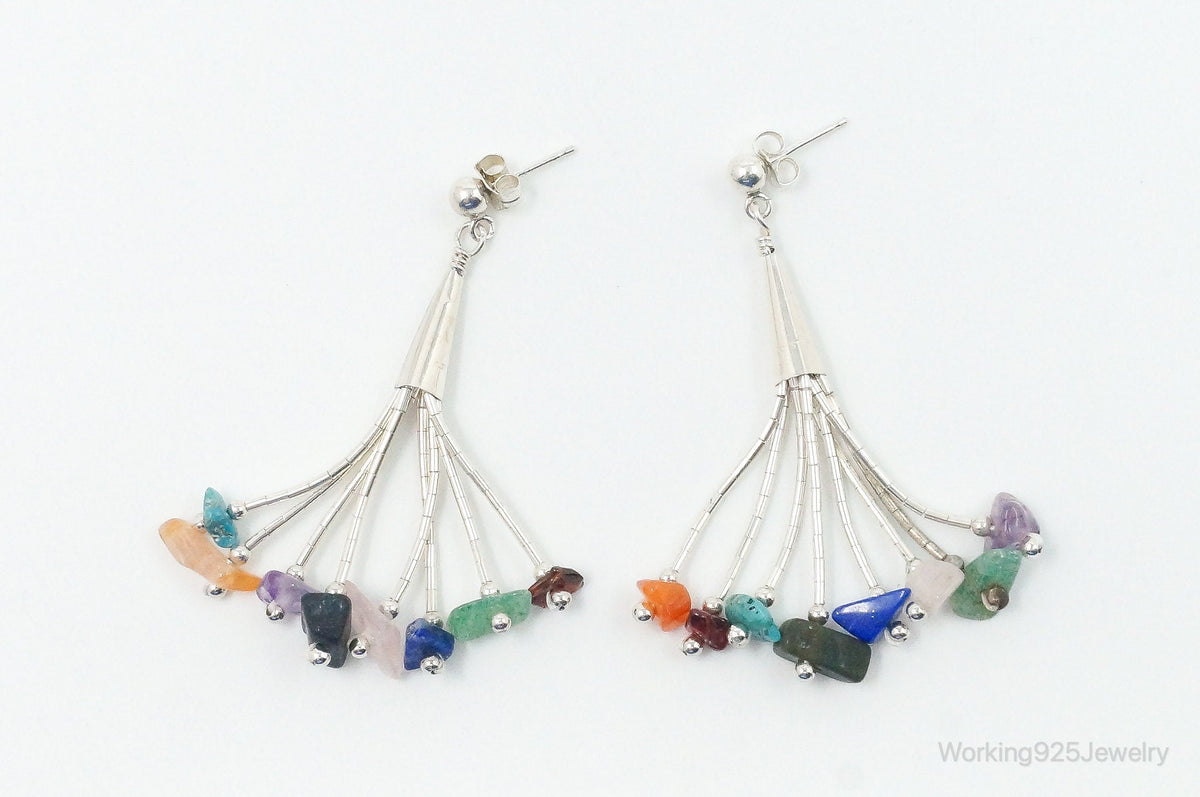 Vintage Designer CJC Multi Gem Sterling Silver Earrings