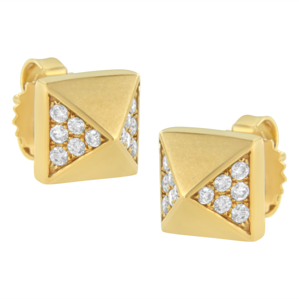 14K Yellow Gold 1/4 Cttw Diamond Pyramid Stud Earring (G-H Color, SI1-SI2 Clarity)