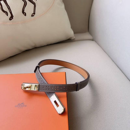 Hermes Men Gold Buckle Belt 'Grey'