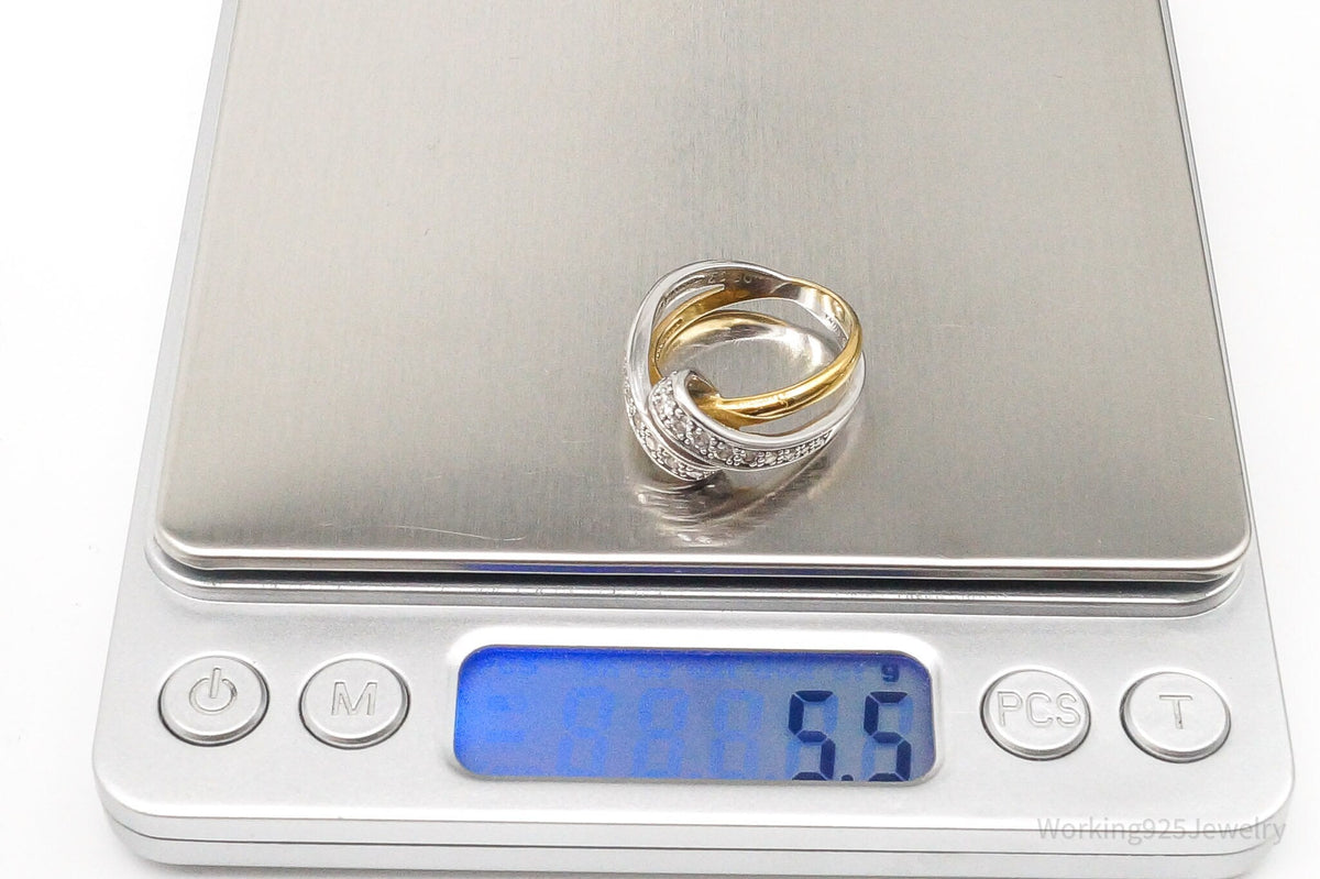 Vintage Cubic Zirconia Gold Vermeil Sterling Silver Ring - Size 7.25