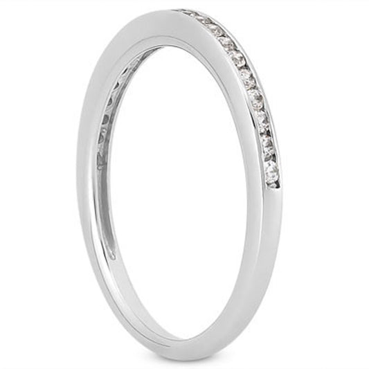 14k White Gold Slim Profile Diamond Channel Set Wedding Ring Band — photo 2 of 4