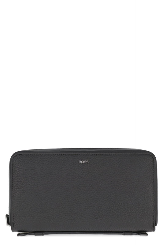BOSS Grainy Leather Zip-Around Wallet - 23 cm x 13 cm x 4 cm