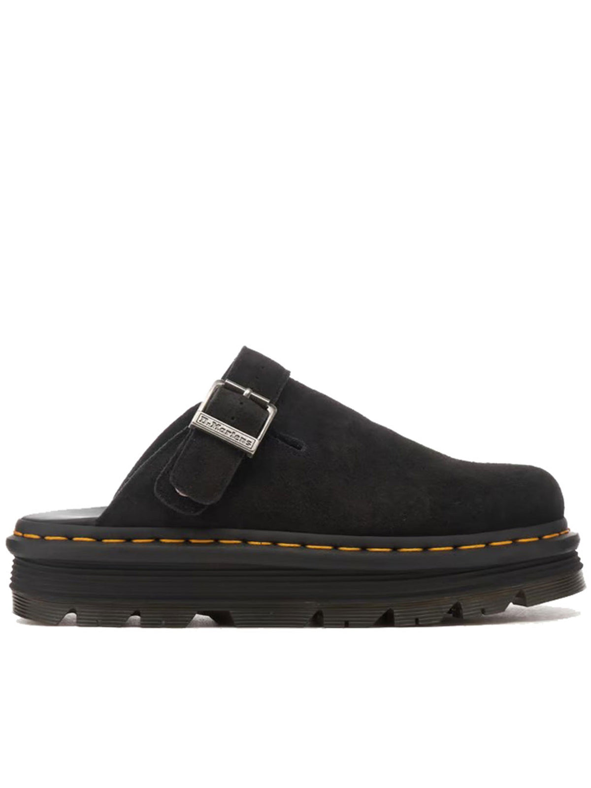 Dr Martens Black Zebzag Suede Slingback Platform Mules