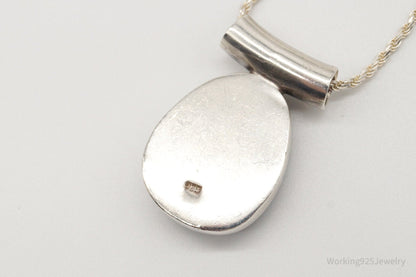 Vintage Large Dichroic Glass Sterling Silver Necklace