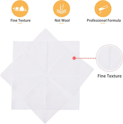 JSP Jewelers Polishing Cloth Wipes – 32-Pack, 3.1'' Square, Lint-Free for Gold, Silver, Brass & More