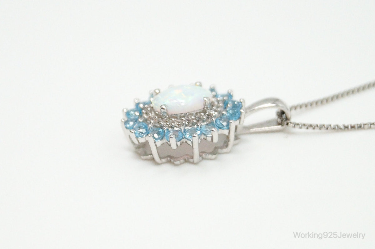 Designer Jane Seymour Blue Topaz Cubic Zirconia Sterling Silver Necklace