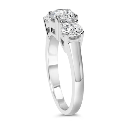 14K White Gold 2.00 Cttw Lab Grown Diamond 3 Stone Ring Band (F-G Color, VS1-VS2 Clarity) - Ring Size 7