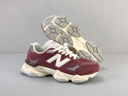 New Balance 9060 Washed Burgundy & Cream Sneakers - Comfort & Style