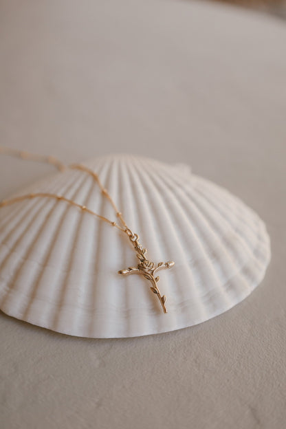 Roselle Cross Necklace
