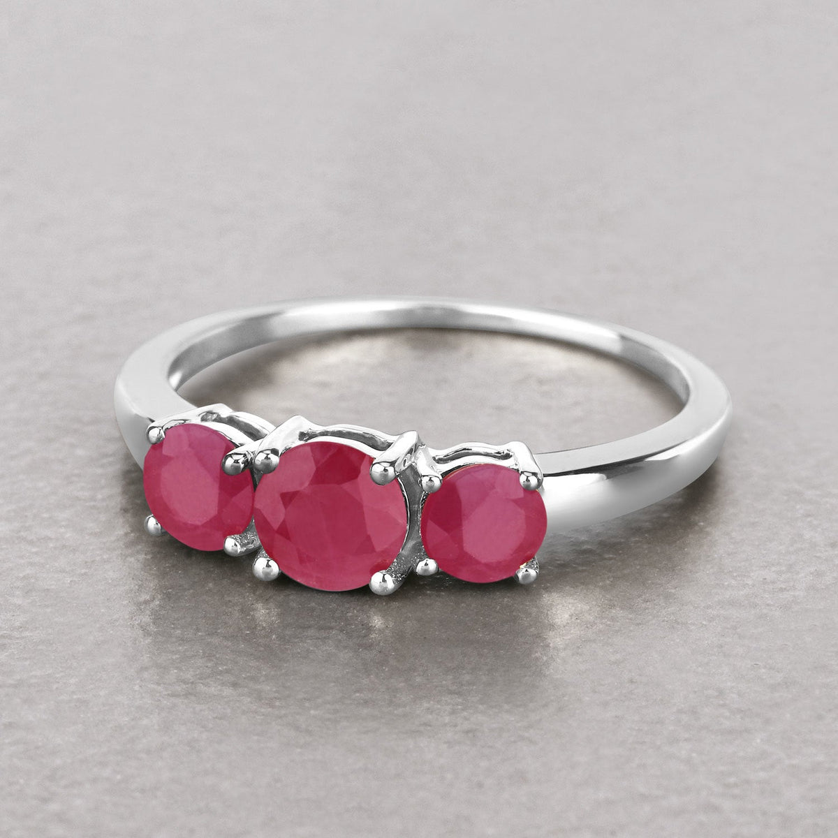 1.15 Carat Genuine Ruby 14K White Gold Ring