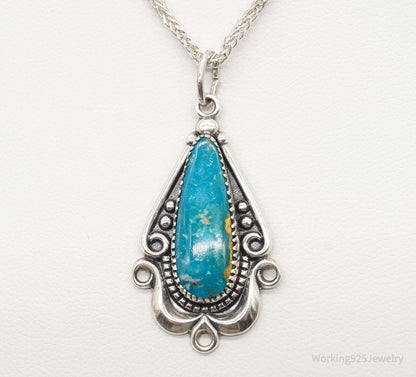 Vintage Native American Bell Trading Post Turquoise Sterling Silver Necklace
