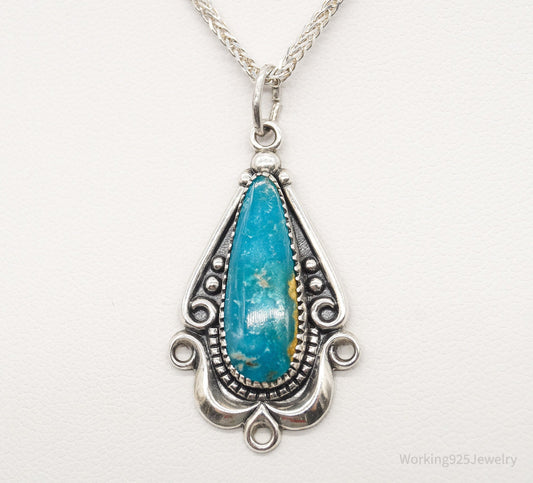 Vintage Native American Bell Trading Post Turquoise Sterling Silver Necklace — photo 2 of 9