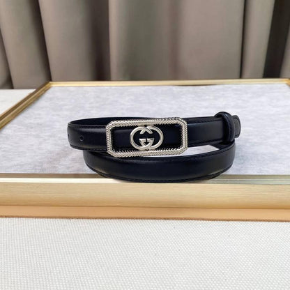 GUCCI Embellished coated-canvas and leather belt 'Black'