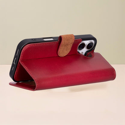 Leathere iPhone 17 Wallet Case – Red Edition - New York