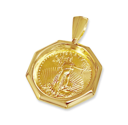 Fancy Solid White/Yellow/Rose Gold Handmade Coin Pendant , 1/4oz Coin ,