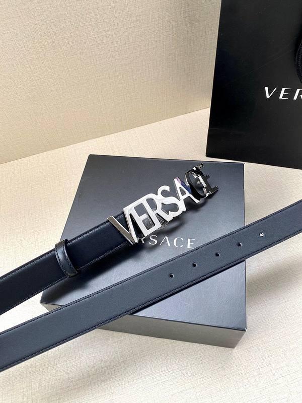 Versace Women's Leather Logo Decorated Buckle Belt