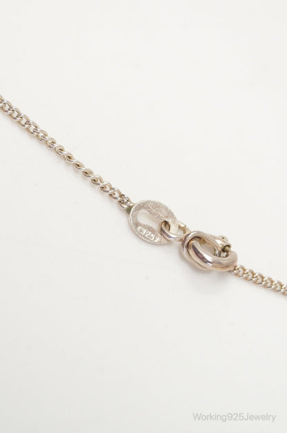 Vintage Puffy Hollow Heart Sterling Silver Necklace