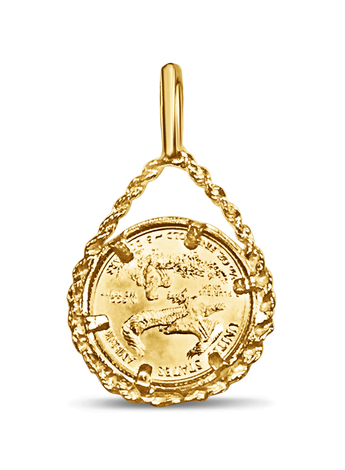 Rope Frame Solid White/Yellow/Rose Gold Handmade Coin Pendant , 1/10oz Coin ,