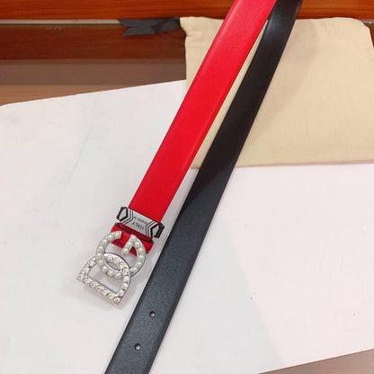 Dolce Gabbana Calfskin belt with bejeweled DG logo 'Red'