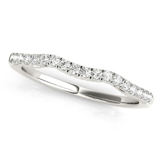 14k White Gold Wave Motif Diamond Wedding Band (1/5 cttw) — photo 1 of 2