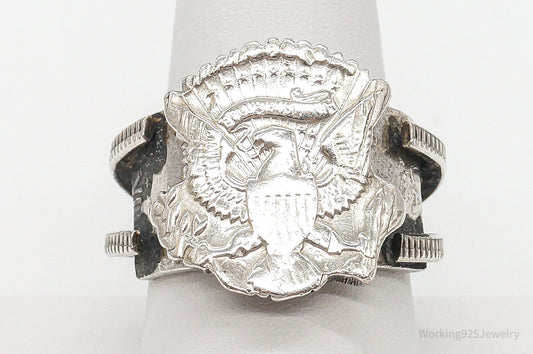 Vintage US Eagle Münzring – Größe 9 – Silberner Nachlassschmuck