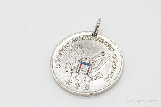 Rare Vintage Coro WWII In The Service Son Sterling Silver Pendant