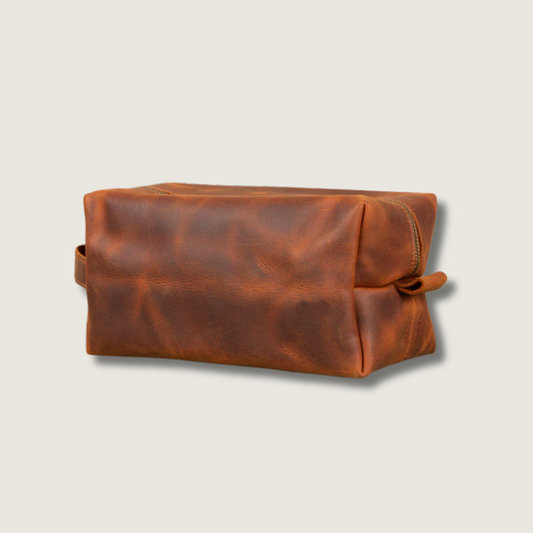Handmade Leather Makeup Bag - Dark Brown- Minneapolis