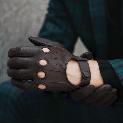 Mario (dark brown) - Italian lambskin leather driving gloves & touchscreen feature — photo 8 of 10