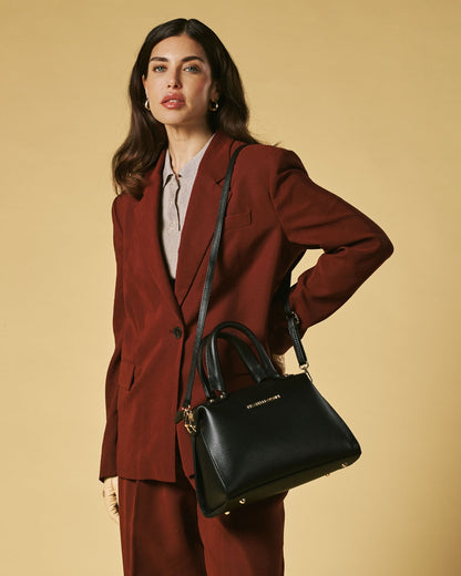 Zita (black) - Italian calf leather women's handbag (with shoulder strap) — photo 8 of 9