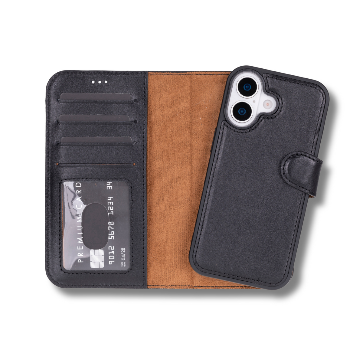 Leathere iPhone 17 Wallet Case – Black - New York