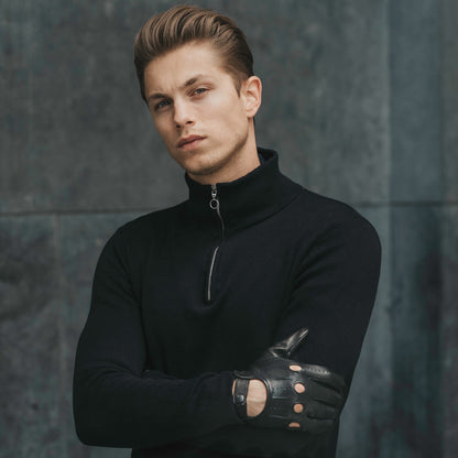 Mario (black) - Italian lambskin leather driving gloves — photo 9 of 10