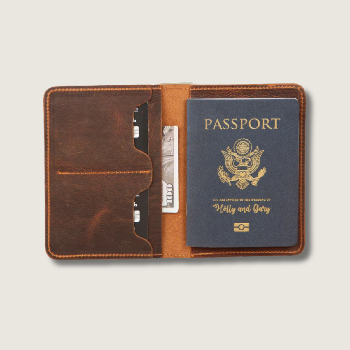Leather Passport Holder - Dark Brown - Milan