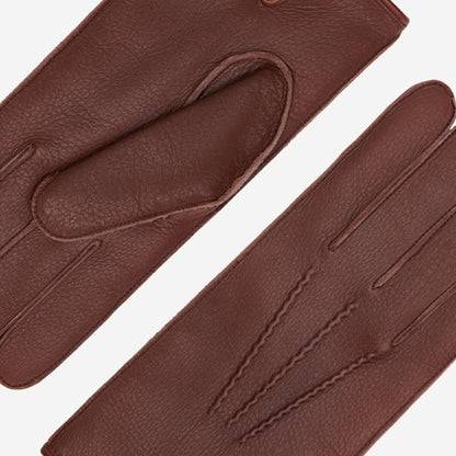 Diego (brown) - Italian gloves made of American deerskin leather with rabbit fur lining — photo 7 of 10