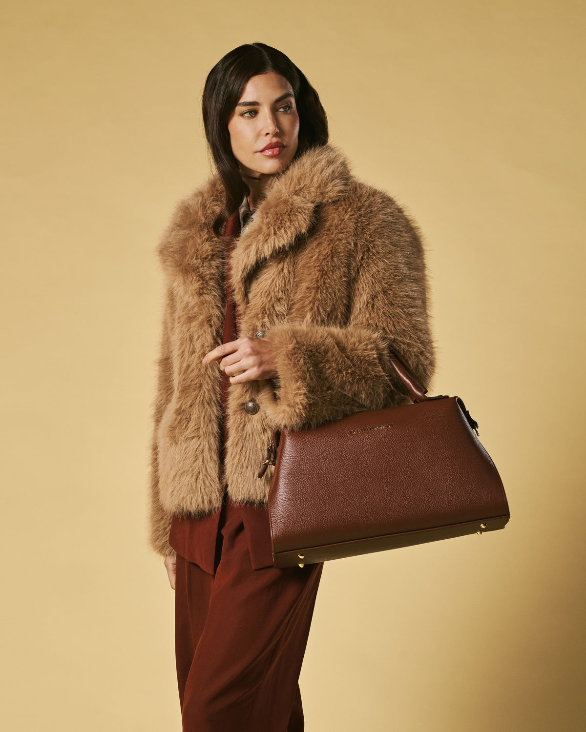 Cecilia (brown) - Italian calf leather women's handbag (with shoulder strap) — photo 6 of 8