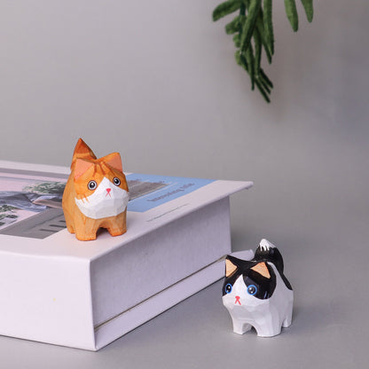 Hand-Carved Wooden Cats, Personalized Gift for Cat Lovers
