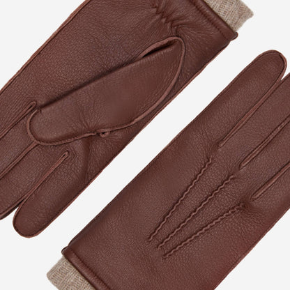 Vittoria (brown) - Italian gloves made of American deerskin leather with cashmere lining — photo 6 of 10