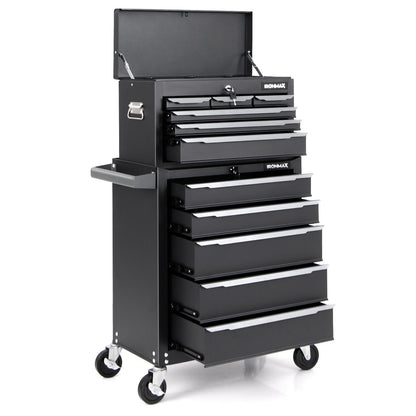 5-Drawer Tool Storage Cabinet with Hanging Holes and Central Keyed Locking System-Black
