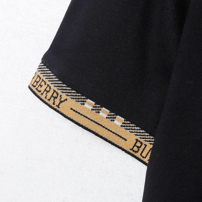 Burberry Luxury T-Shirt Without Collar 'Black & Beige' - Premium Cotton Tee