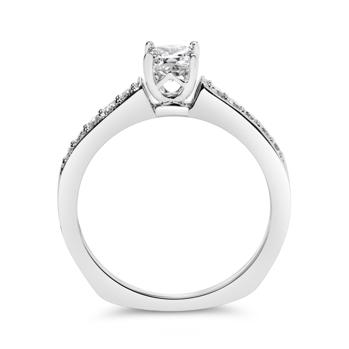 14K White Gold Diamond 1/2 Cttw Princess Cut Diamond Engagement Ring (G-H Color, VS2-SI1 Clarity) - Size 7