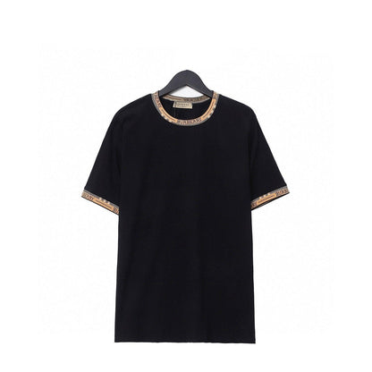 Burberry Luxury T-Shirt Without Collar 'Black & Beige' - Premium Cotton Tee