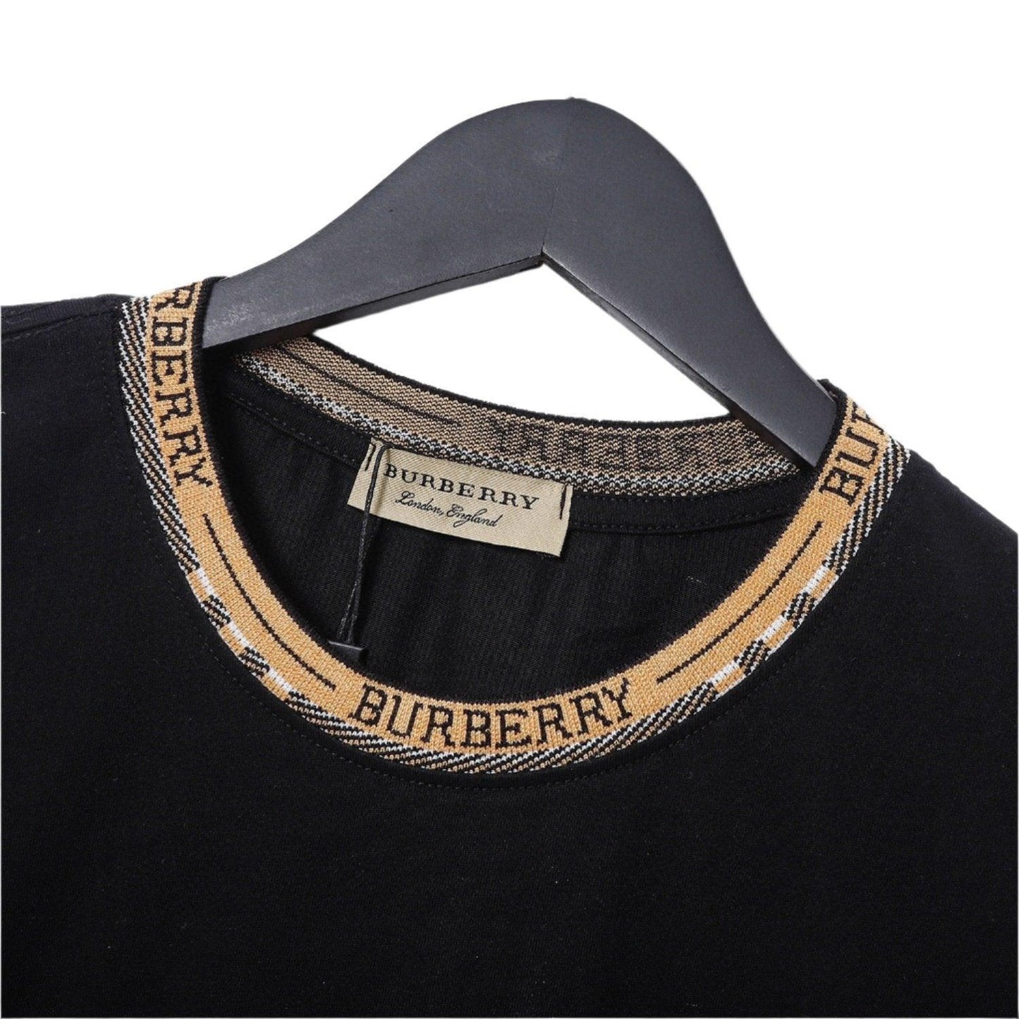 Burberry Luxury T-Shirt Without Collar 'Black & Beige' - Premium Cotton Tee