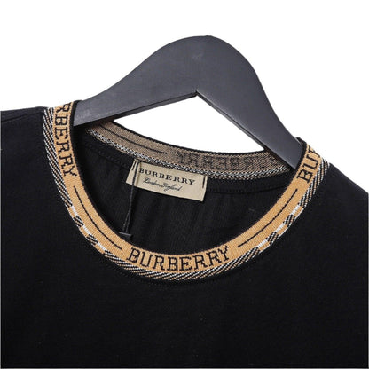 Burberry Luxury T-Shirt Without Collar 'Black & Beige' - Premium Cotton Tee