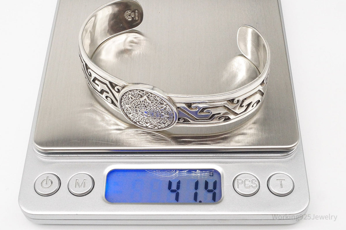 Vintage Escorcia Mexico Mayan Calendar Sterling Silver Cuff Bracelet – 41.4 g Estate Jewelry — photo 9 of 10