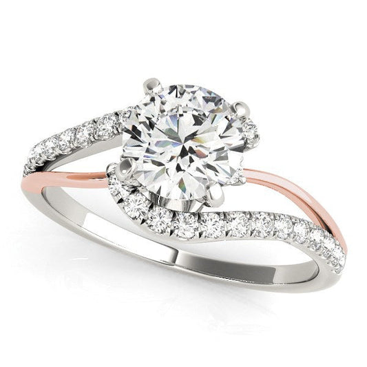 14k White And Rose Gold Bypass Shank Diamond Engagement Ring (1 1/3 cttw) — photo 1 of 4