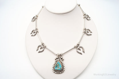 Vintage Native American Turquoise Silver Necklace